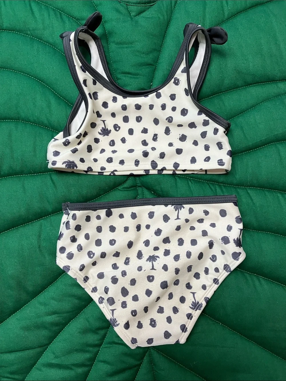 Cat and Jack two piece Hawaii palm tree black and white polka dot swimsuit. 3T